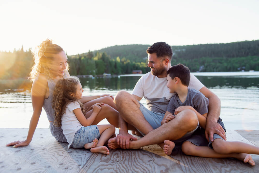 Family hanging out enjoying things to do during summer in Lake George